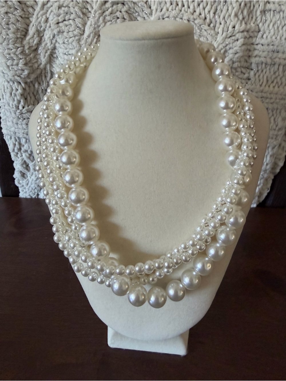 Multi Layered Faux Pearl Necklace - Picture 3 of 6